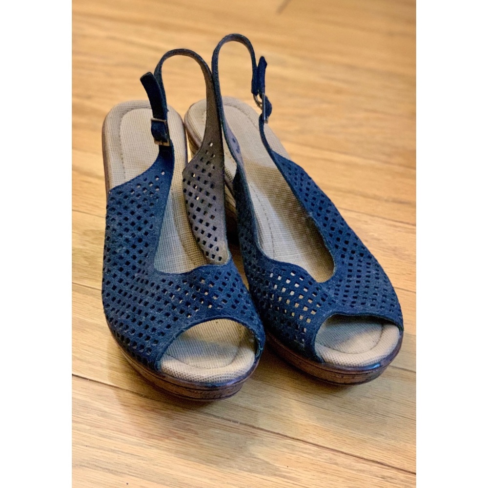 Navy Blue Wedge Sandals
